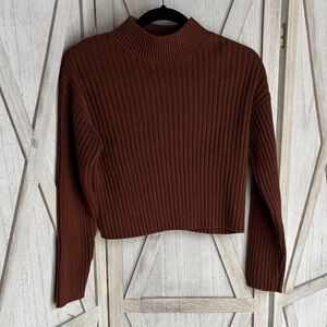 Zara Chestnut Ribbed Knit Crop Top